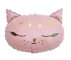 Фольгована кулька Велика фігура голова кішки рожева 48 см (Китай)