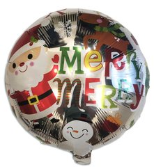 Фольгированный шар 18” круг Серебро Merry Christmas НГ Китай