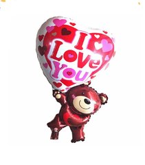 Фольгована кулька Велика фігура ведмедик з великим сердцем (Китай)