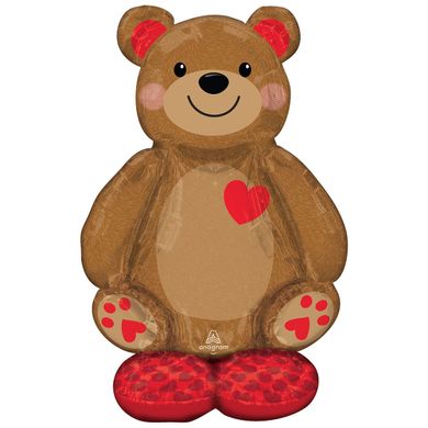 Фольгована Кулька Anagram Стоячи фігури ведмедика з серцем airloonz під повітря
