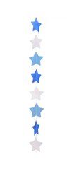 Гирлянда картон плоская Синие, голубые и белые звезды 1,2м