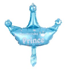 Фольгована кулька Міні фігура принц корона блакитна (Китай)