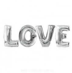 Фольгированные шарики буквы Love, серебро 40см