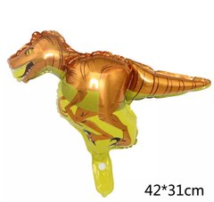 Фольгированный шар Мини фигура Динозавр коричневый на желтом (Китай)