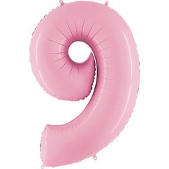 Фольгированный шар Grabo цифра «9» Розовый Пастель 40" в уп