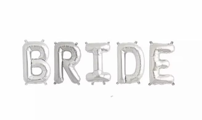 Фольгована кулька Напис "BRIDE" срібло (40см) (Китай)