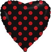 Фольгированный шар FM 18” сердце чёрное в красную точку
