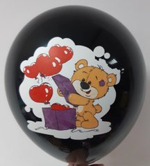 12 "куля Мишка і коробка з серцями (чорний) 1 шт
