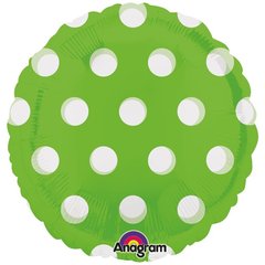 Фольгована кулька Anagram 18” круг горошок на зеленому