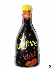 Фольгированный шар Большая фигура Бутылка шампанского черная LOVE (82 см) (Китай)