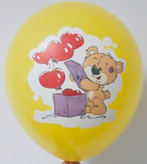 12 "куля Мишка і коробка з серцями (жовтий) 1 шт