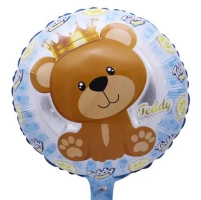 Фольгована кулька 18" круг ведмедик Тедді з короною Китай