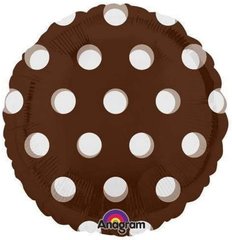 Фольгована кулька Anagram 18” круг коричневий у горошок