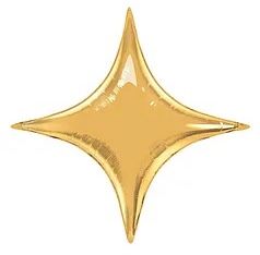 Фольгированный шар 26" (65 см) Звезда 4х-конечная Золото (Китай)