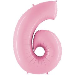 Фольгированный шар Grabo цифра «6» Розовый Пастель 40" в уп