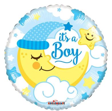Фольгированный шар 18” круг голубой it’s a boy полумесяц Китай