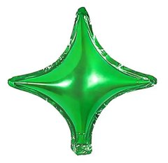Фольгированный шар 10” Звезда 4х-конечная Зелёная (Китай)
