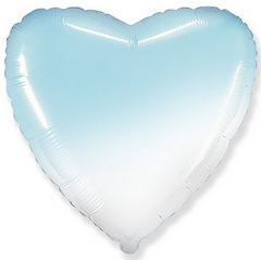 Фольгированный шар Flexmetal 32" Сердце Омбре бело-голубой (baby blue)