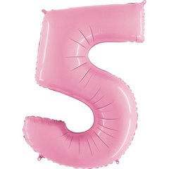 Фольгированный шар Grabo цифра «5» Розовый Пастель 40" в уп
