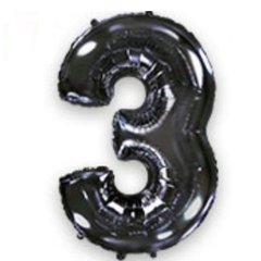 Фольгована кулька Flexmetal цифра «3» Чорна 40"