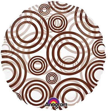 Фольгированный шар Anagram 18” круг коричневые круги на прозрачном