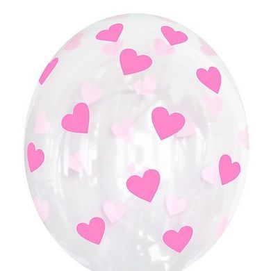 Латексна кулька Art Show 12" GR-16 Серця рожеві на прозорому (5 ст) (25 шт)