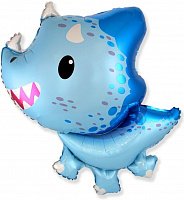 Фольгированный шар Flexmetal Мини фигура Малыш трицератопс голубой