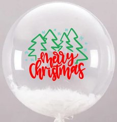Наклейка Merry Christmas Ялинки та сніжинки на 18-20дм НР (21х25 см) + монтажка