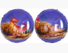 Фольгированный шар 18” круг «мир динозавров» на фиолетовом Китай