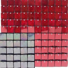 Квадратные Пайетки 2-х сторонние Красный голограмма/Серебро голограмма 100шт
