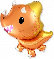 Фольгированный шар Flexmetal Мини фигура Малыш трицератопс оранжевый