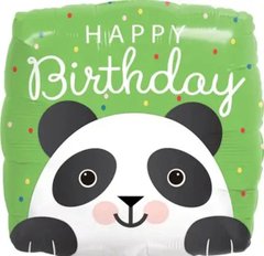 Фольгированный шар 18” квадрат happy birthday панда Китай