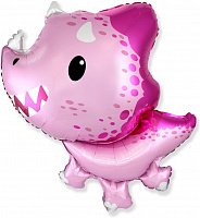 Фольгована кулька Flexmetal Міні фігура Малюк трицератопс рожевий