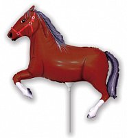 Фольгована кулька Flexmetal Міні фігура кінь коричневий