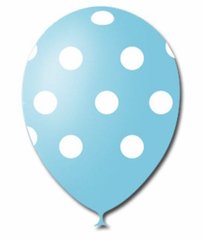Латексный шар 12” голубой шар в белый горох (25 шт)