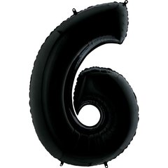 Фольгированный шар Grabo цифра «6» Чёрный 40" в уп