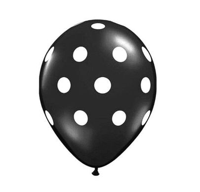 Латексна кулька Gemar 12″ Біла кулька у чорний горох (5 ст) (100 шт)