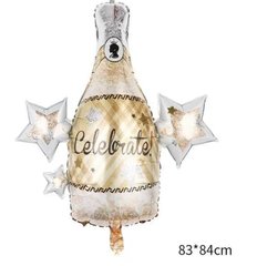 Фольгована кулька Велика фігура Шампанське з зірками (84см) (Китай)