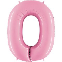 Фольгированный шар Grabo цифра «0» Розовый Пастель 40" в уп