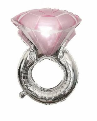 Фольгированный шар Большая фигура кольцо серебрянное с розовым камнем (78см) (Китай)