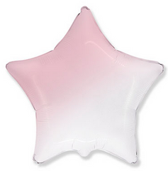Фольгированный шар Flexmetal 18" Звезда Омбре бело-розовый (baby pink)