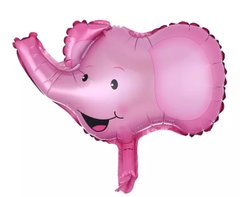Фольгована кулька Міні фігура голова слона рожева (Китай)