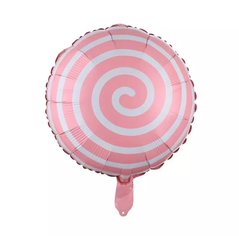 Фольгированный шар 18” круг спиралька розовая Китай