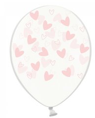 Латексный шар Belbal 12" Сердечки нежно розовые на прозрачном (1 шт)