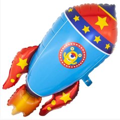 Фольгована кулька Велика фігура Ракета синя (88 см) (Китай)