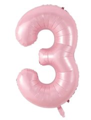 Фольгированный шар цифра «3» розовая 32” под гелий в уп. (Китай)