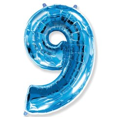 Фольгированный шар Flexmetal цифра «9» Синий 40"