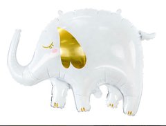 Фольгована кулька Велика фігура слоник білий 84 см (Китай)