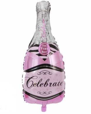 Фольгированный шар Большая фигура Розовая Бутылка Шампанкского (93 см) (Китай)