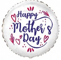 Фольгована кулька Flexmetal 18" круг білий з серцями happy mother day